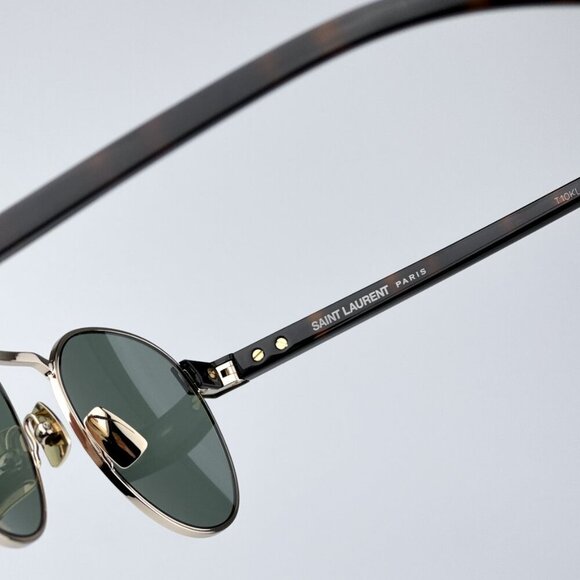 Saint Laurent SL707 002 BRAND NEW Sunglasses Gold Havana Green Oval Unisex - Picture 9 of 12